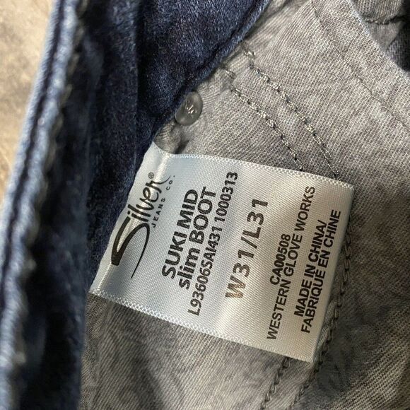 Silver Suki Mid Slim Boot Dark Wash Bootcut Stretch Jeans Size 31x31 - Picture 6 of 12